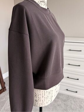 Lululemon Ribbed Cropped Sweatshirt Size 4 Brown Modal Blend Pullover